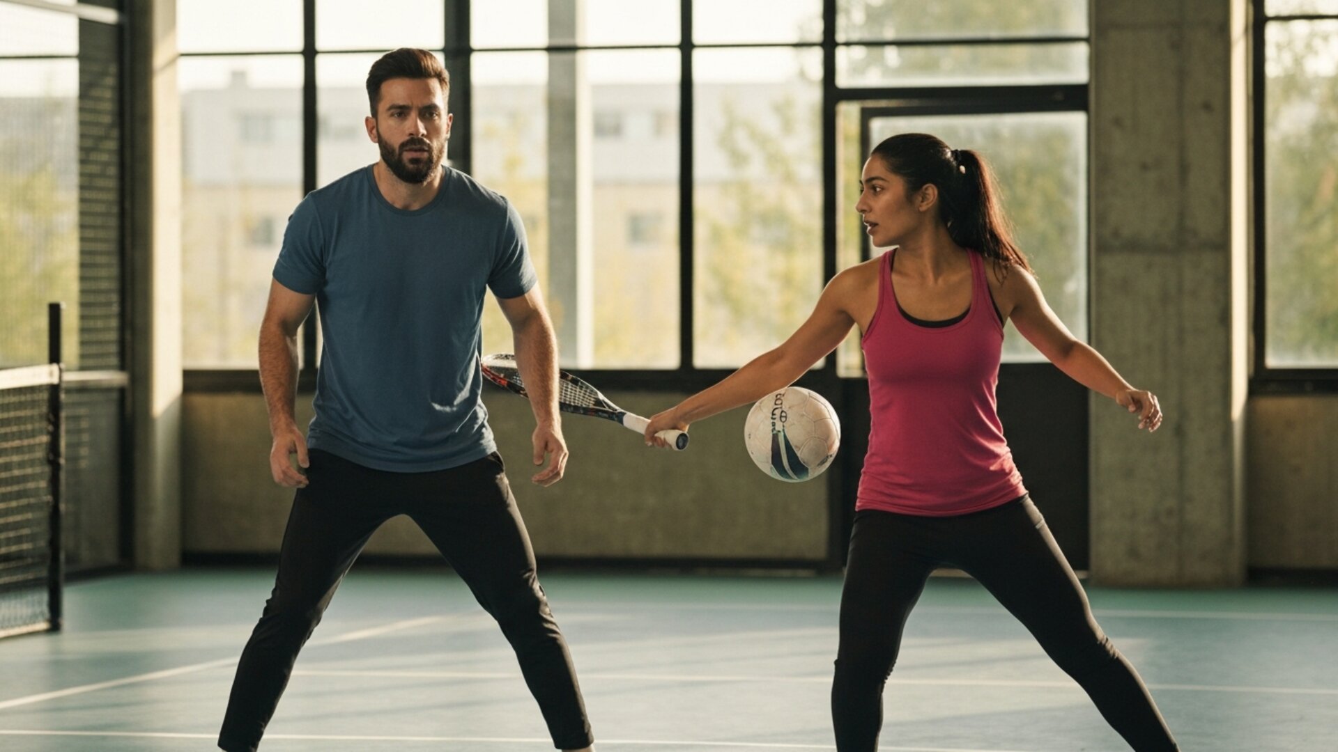 Joueurs de padel en action sur un court moderne à Maurice